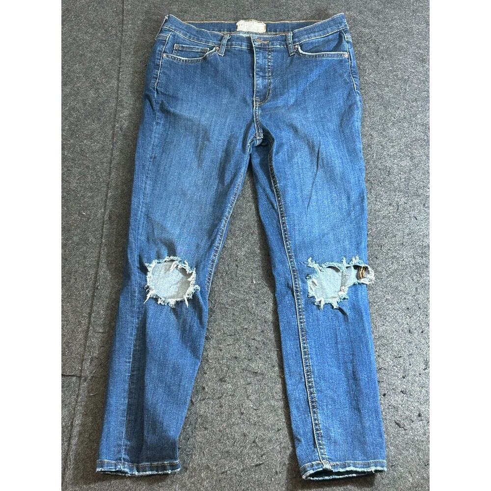 Free People 61855-16515125 Skinny Ankle Ripped Knee Jeans High Rise Size 30R‎